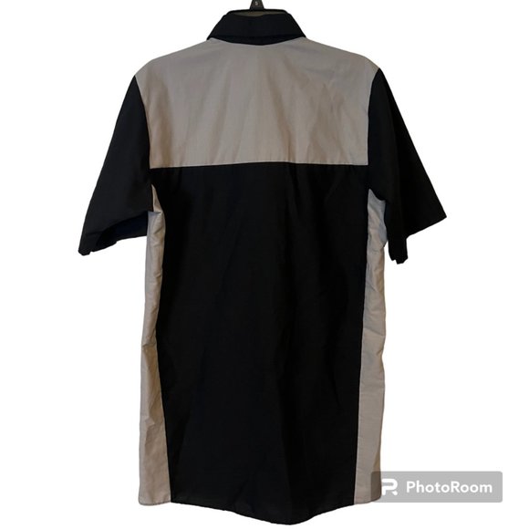 Red Kap Button Up Shirt Mens Medium Short Sleeve Black Gray Retro - Picture 7 of 11